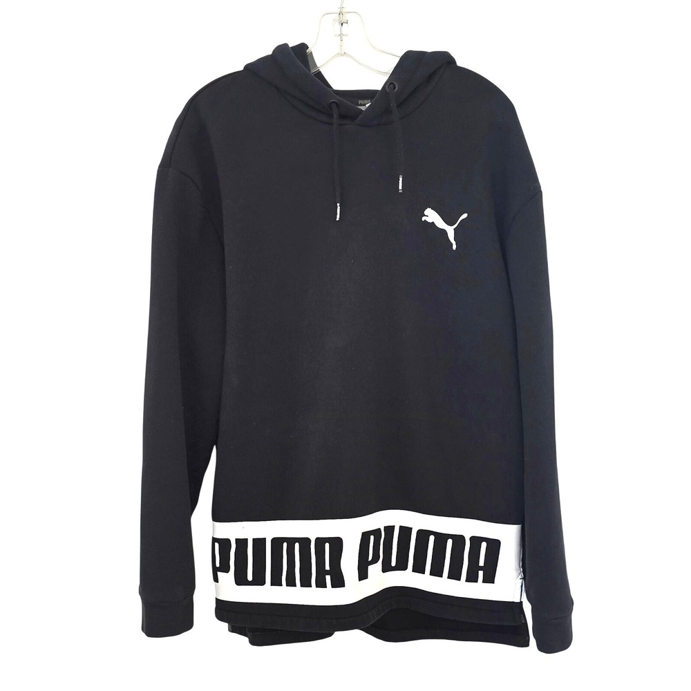 Puma Small Black White Mens Pullover Hoodie Sports‎ Lifestyle Casual LARGE